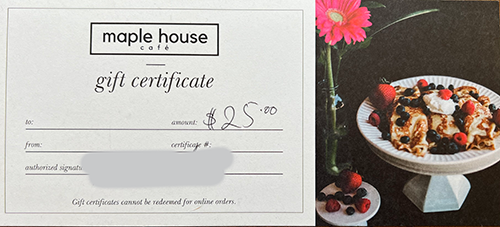 Maple House Gift Card